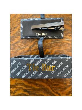 Men's Pronto Uomo Tie Bar, Black & Silver
